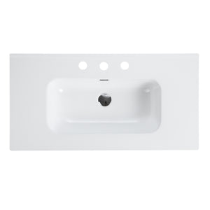 Abay Home Glossy White Ceramic Integrated Bathroom Vanity Sink