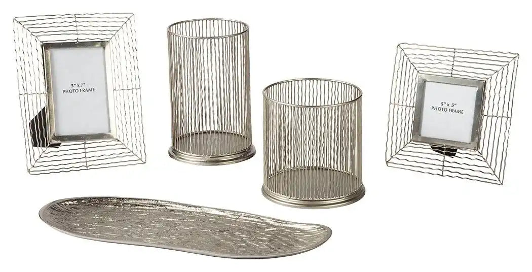 Dympna - Accessory Set (Set of 5) - Silver Finish - Best Buy Furniture