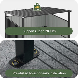 6x6FT Outdoor Pergola with Hardtop Roof, Lean-to Metal Shelter