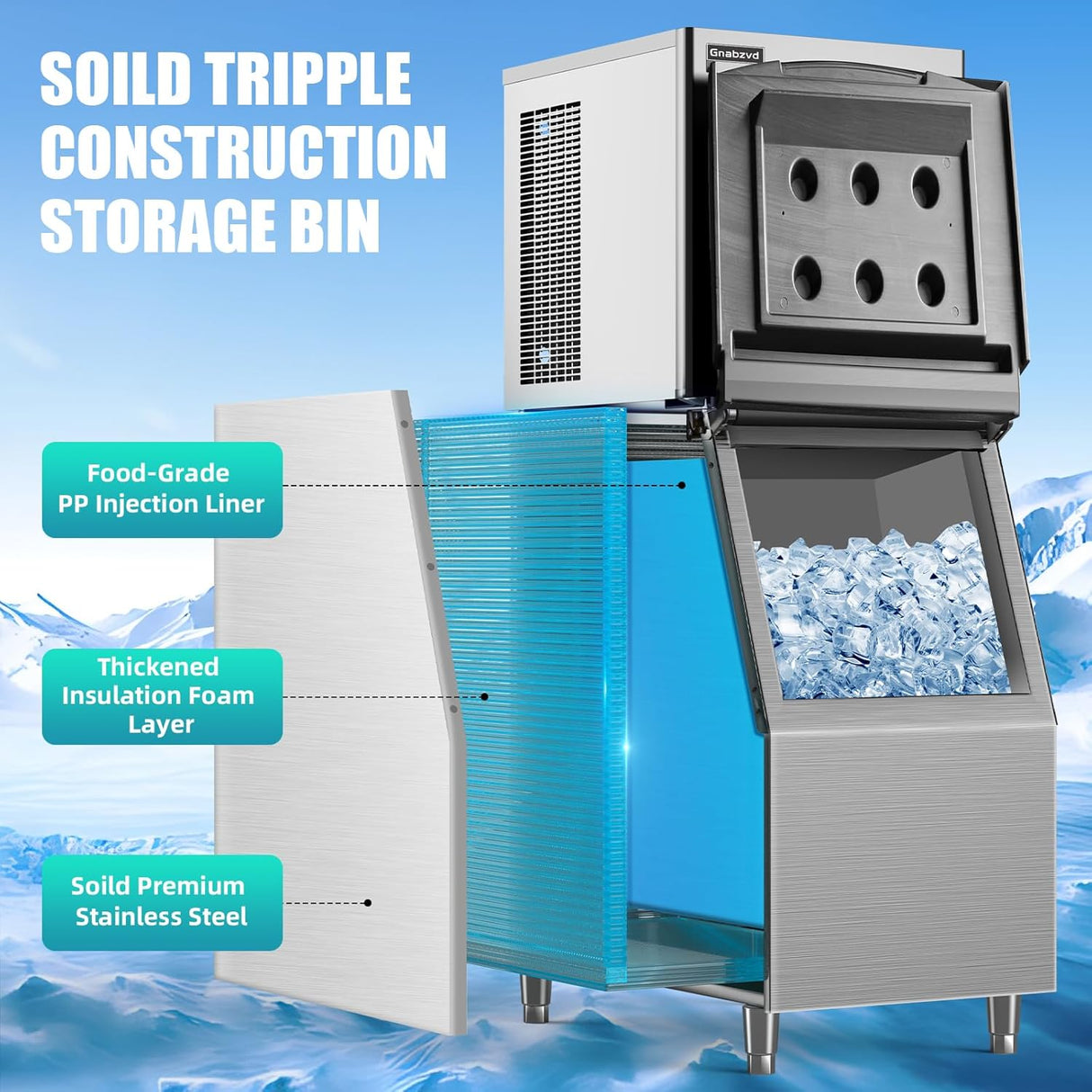 Commercial Ice Maker Machine, 661lbs/24h with Storage Bin