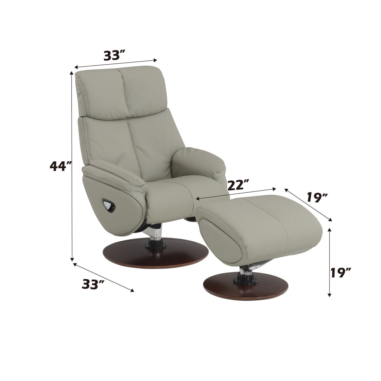 Kandoro - Top Grain Leather Accent Chair With Swivel & Ottoman - Gray - Best Buy Furniture