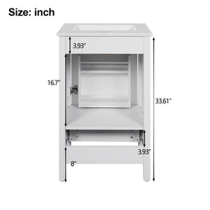 Bathroom Vanity With Ceramic Sink, Soft Close Drawers, Door Organizer, Divider Drawer, Adjustable Foot Pads