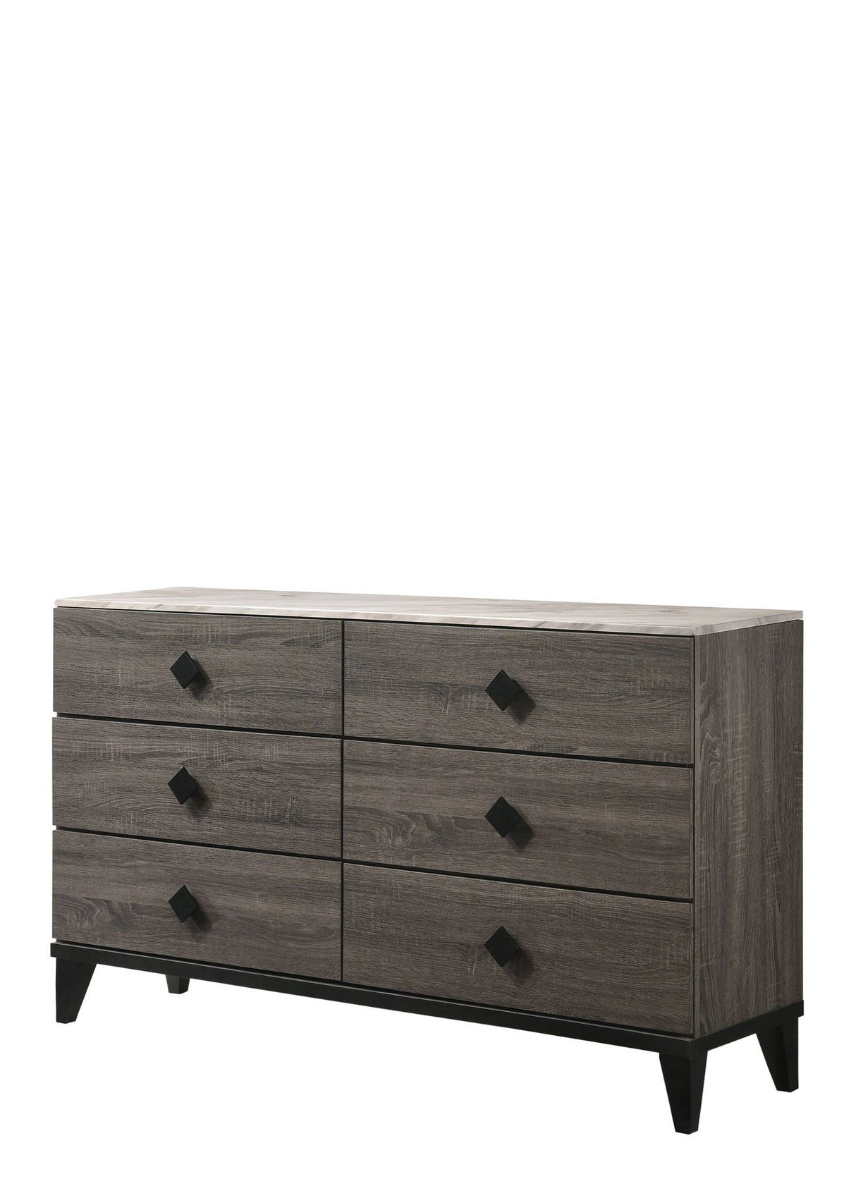 Avantika - Faux Marble Top Rustic Dresser - Gray / Marble / Oak - Best Buy Furniture