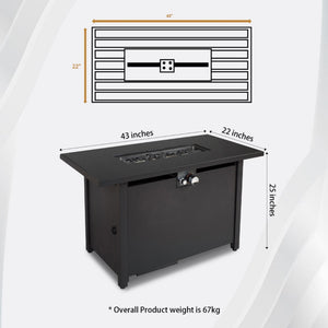 Outdoor Fire Pit Table With Lid - Black - Steel