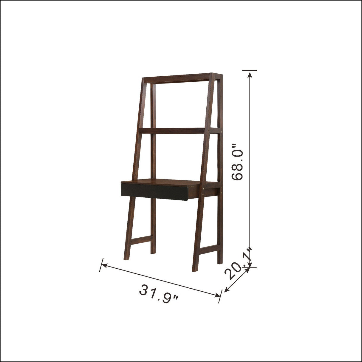 Ladder Desk, Ladder Style Display Shelf - Natural Wood / Brown