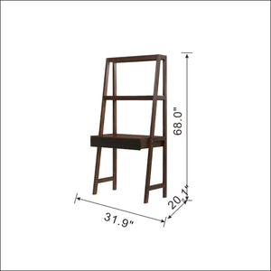 Ladder Desk, Ladder Style Display Shelf - Natural Wood / Brown