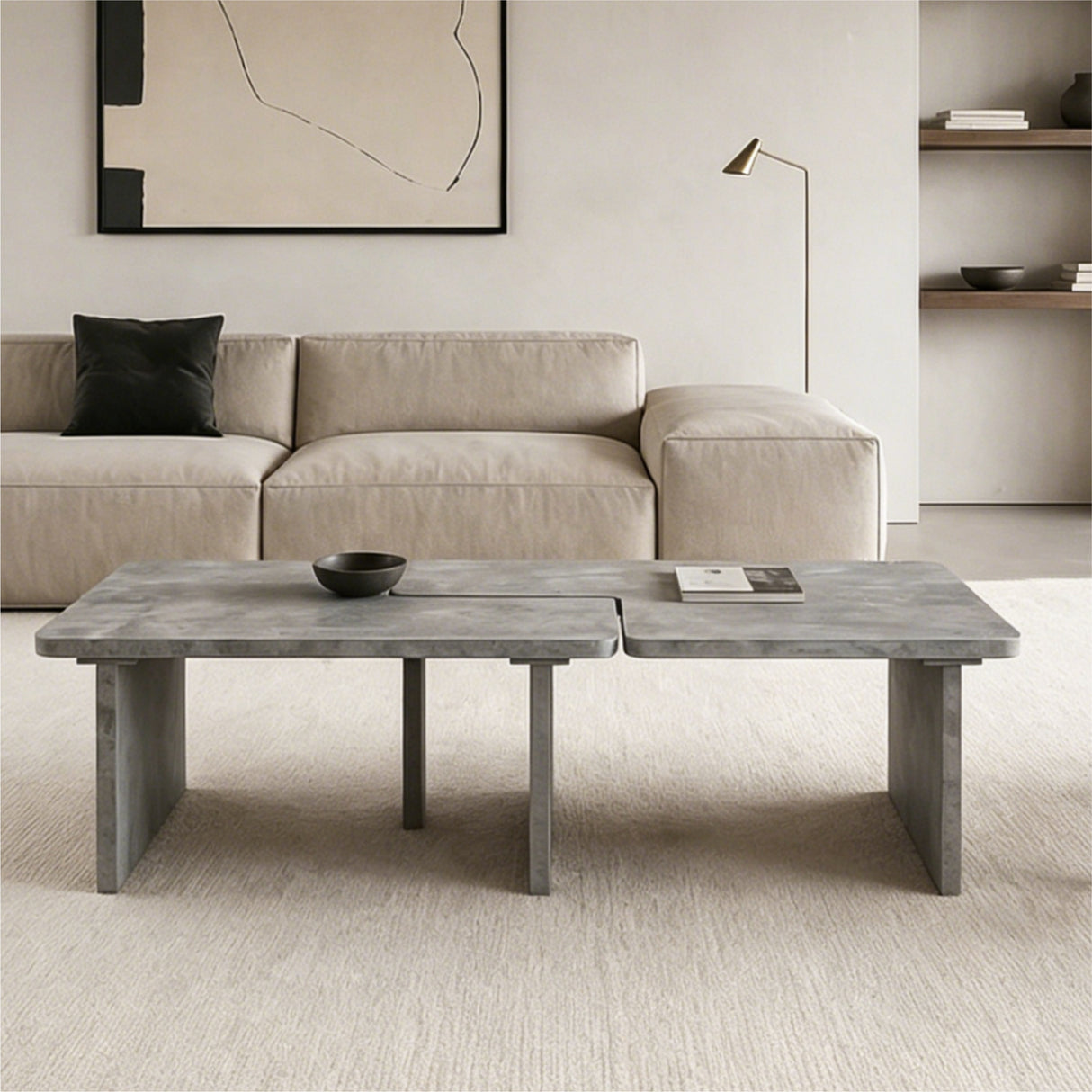 Modular Concrete Coffee Table Set of 2