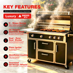 49'' Stainless Steel Standard Grill Featuring Infrared Back Burner