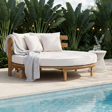 TOPMAX Outdoor Acacia Wood Round Daybed