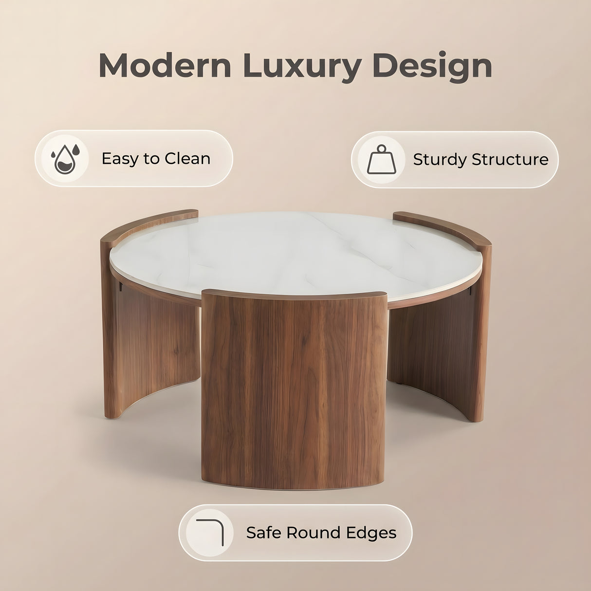 Modern Round Sintered Stone Coffee Table