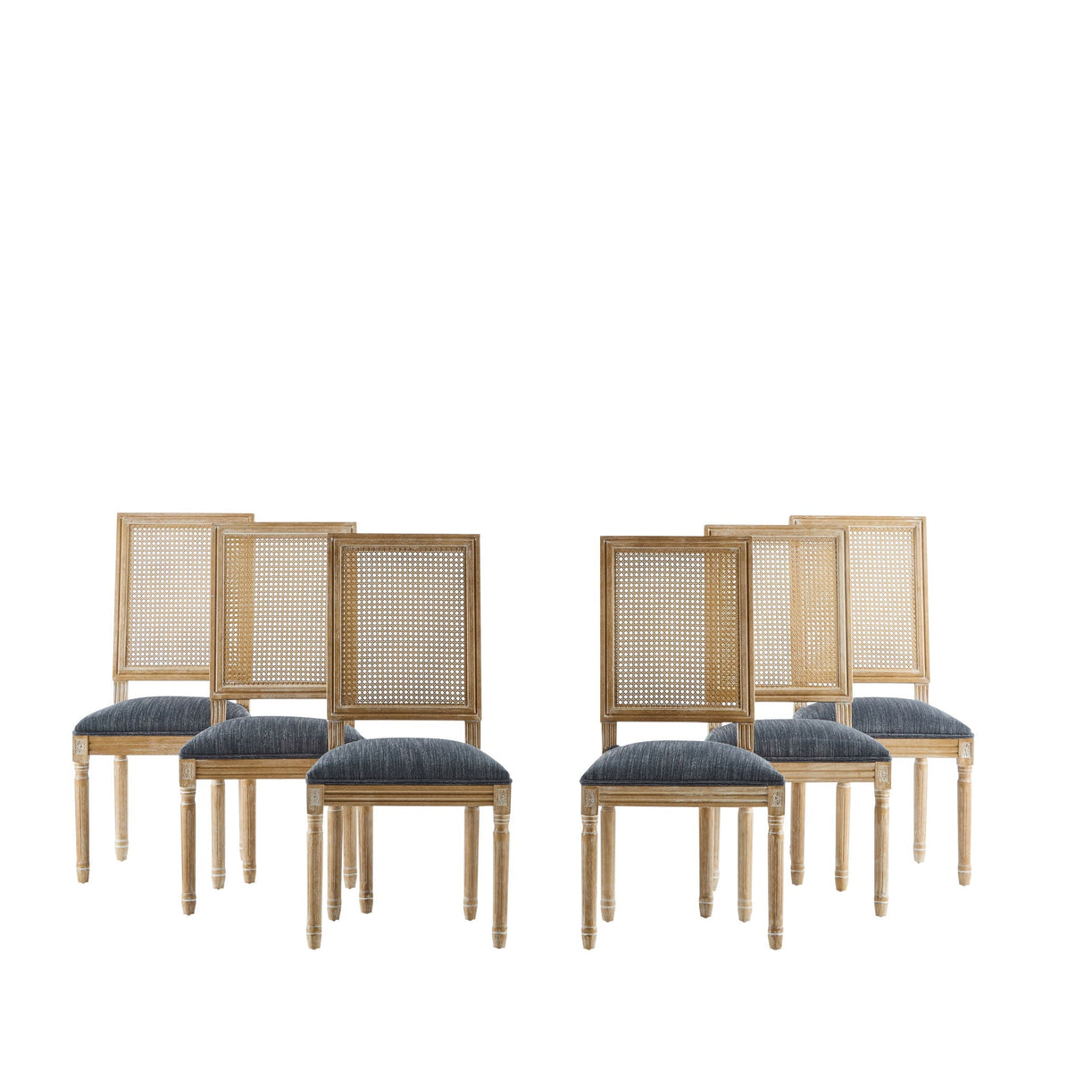 French Country Dining Chair With Rectangular Cane Backrest And Smooth Upholstered Seating - Best Buy Furniture