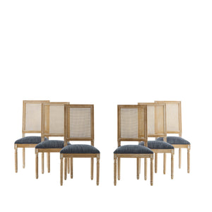 French Country Dining Chair With Rectangular Cane Backrest And Smooth Upholstered Seating - Best Buy Furniture