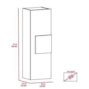 Medicine Single Door Cabinet, Three Shelves - Light Oak / White