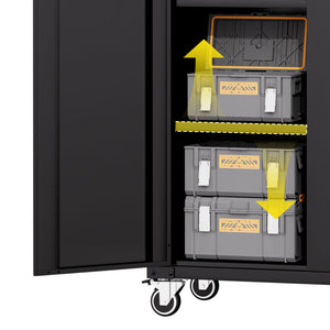 Garage Storage Cabinet With Wheels Heavy-Duty Tool Storage - Black