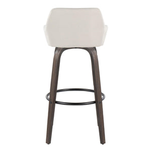 Daniella - Contemporary Fixed Height, Barstool With Swivel With Round Footrest (Set of 2)
