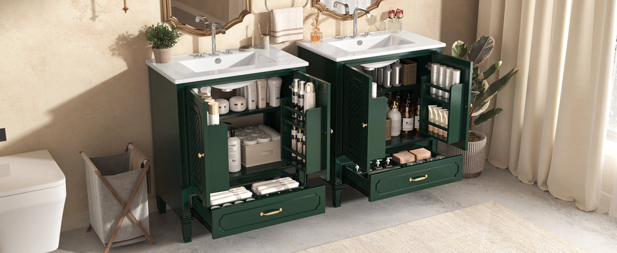 60" Bathroom Vanity with Double Sink Combo Set