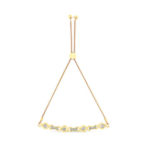 14K Yellow Gold Plated .925 Sterling Silver Channel Set Diamond Accent Twist 4â€-10â€ Adjustable Bolo Bracelet (I-J Color, I3 Clarity)