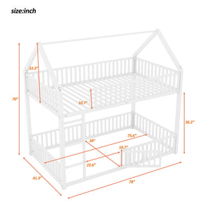 Metal House Bunk Bed With Fence And Door