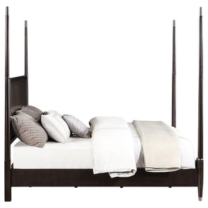 Niguel - Queen Size 4 Poster Bed With Finials, Floating Headboard - Brown