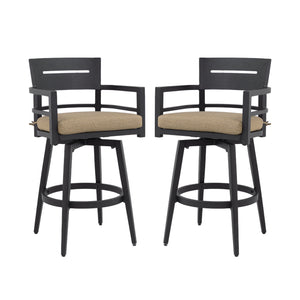 Outdoor Swivel Bar Chairs, 360 Degree Rotation, Ergonomic Backrest (Set of 2)