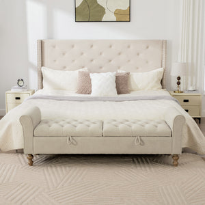 65.75" Wide Modern Upholstered Storage Bench