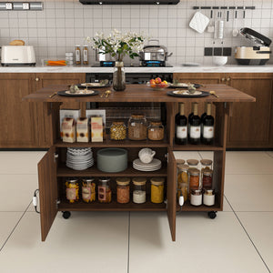 Multi Functional Folding Table With Storage Shelves And Wheels