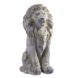 Outdoor Lion Statue with Antique Finish - Stone White