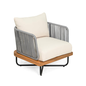 Lucca Outdoor 6 Seaters Acacia Wood and Rope Woven Patio Set