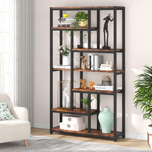 Extra Tall 7 Tier Industrial Etagere Bookcase With 10 Shelves Organizer
