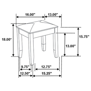 Vanity Stool With Padded Seat - White