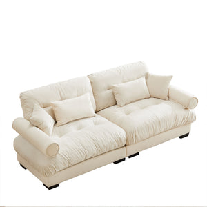 Modern Sofa With Bolstered Armrests And Pillows