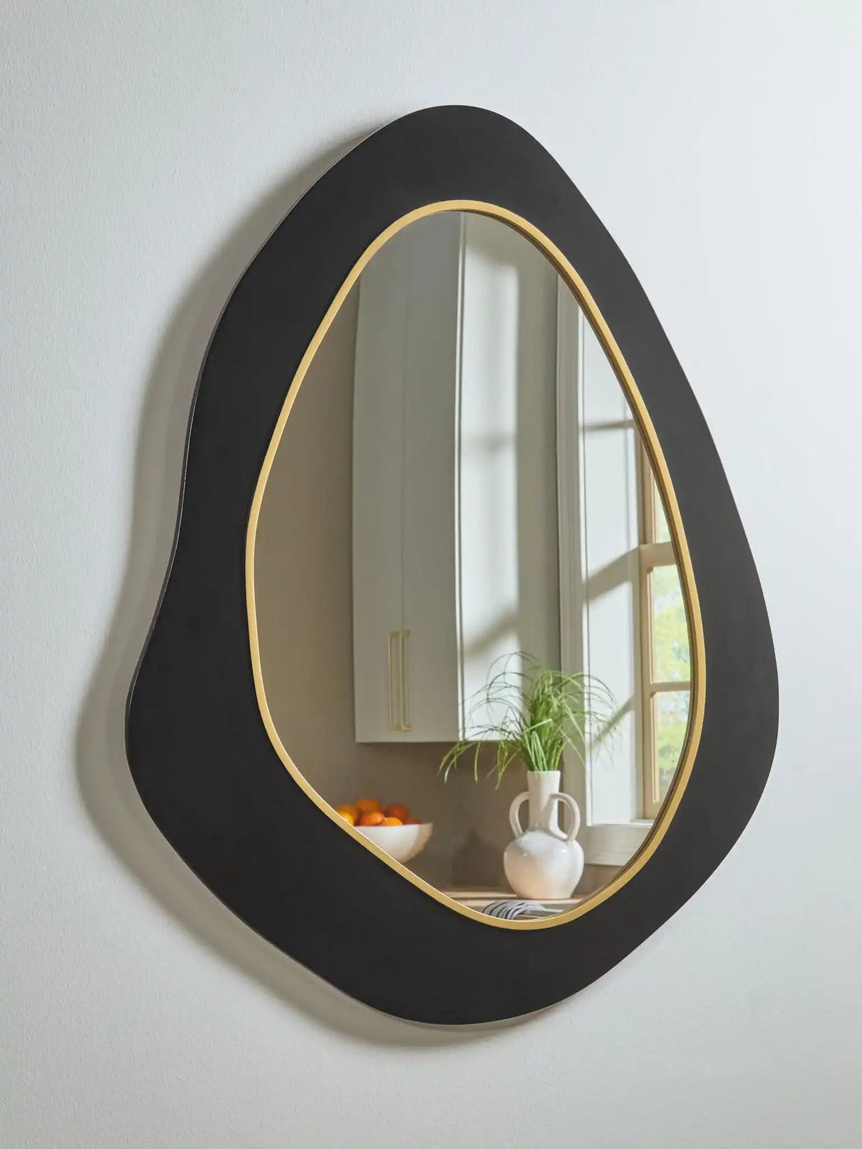 Kierlock - Accent Mirror - Black / Gold Finish - Best Buy Furniture