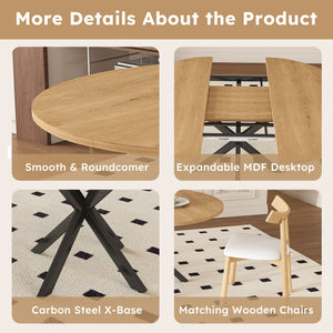 Modern Extendable Round Dining Table Set, Table With Chairs