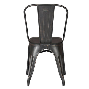 Set of 4 Stackable Metal Dining Chairs, Modern Industrial Slat Back