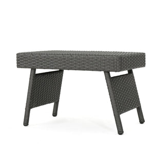 Outdoor Wicker Table With Rectangular Tabletop - Gray - Best Buy Furniture