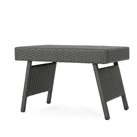Outdoor Wicker Table With Rectangular Tabletop - Gray - Best Buy Furniture