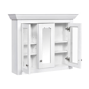 Bathroom Medicine Cabinet With Mirror, 5 Adjustable Closed Shelves, Wall-Mounted - White