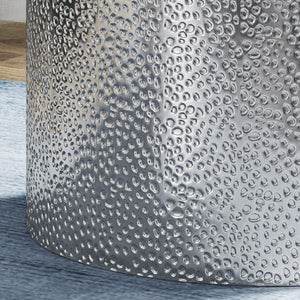 Modern Round Accent Table With Hammered Surface