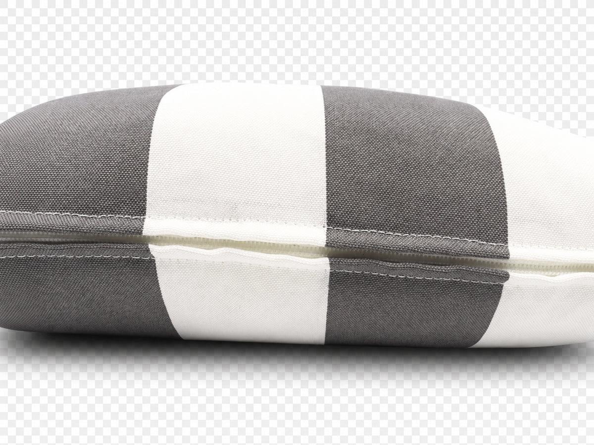 2 Pack Outdoor Lumbar Pillow Covers - Gray/White Striped