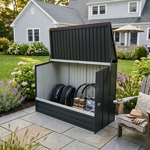 Outdoor Galvanated Steel Storage Shed with Flip Top and Foldable Front Door