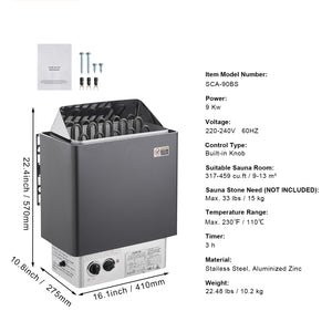9KW Sauna Heater with Built-In Controls