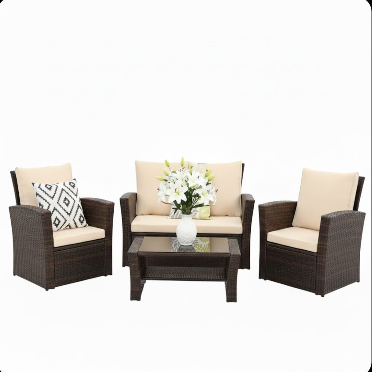 Modern Patio Set With Table And Cushions