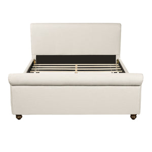 Queen Size Upholstered Bed Frame With Linen Fabric