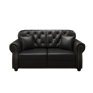 Upholstered Sofa With Nailhead Trim, Rolled Armrests With Ottoman
