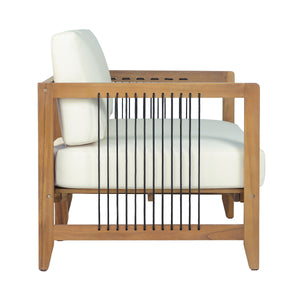 Acacia Wood Outdoor Loveseat with Handwoven Rope