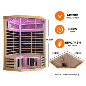 Double Sauna Room With Carbon Heating Plates - White Oak