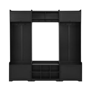 Wide Hall Tree With Shoe Storage, 4 In 1 Entryway Bench