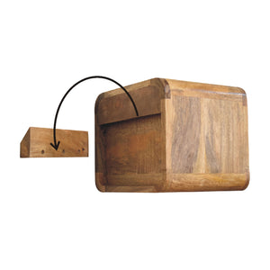 Solid Wood Mini Oak-ish Floating Open Bedside, 1-Drawer