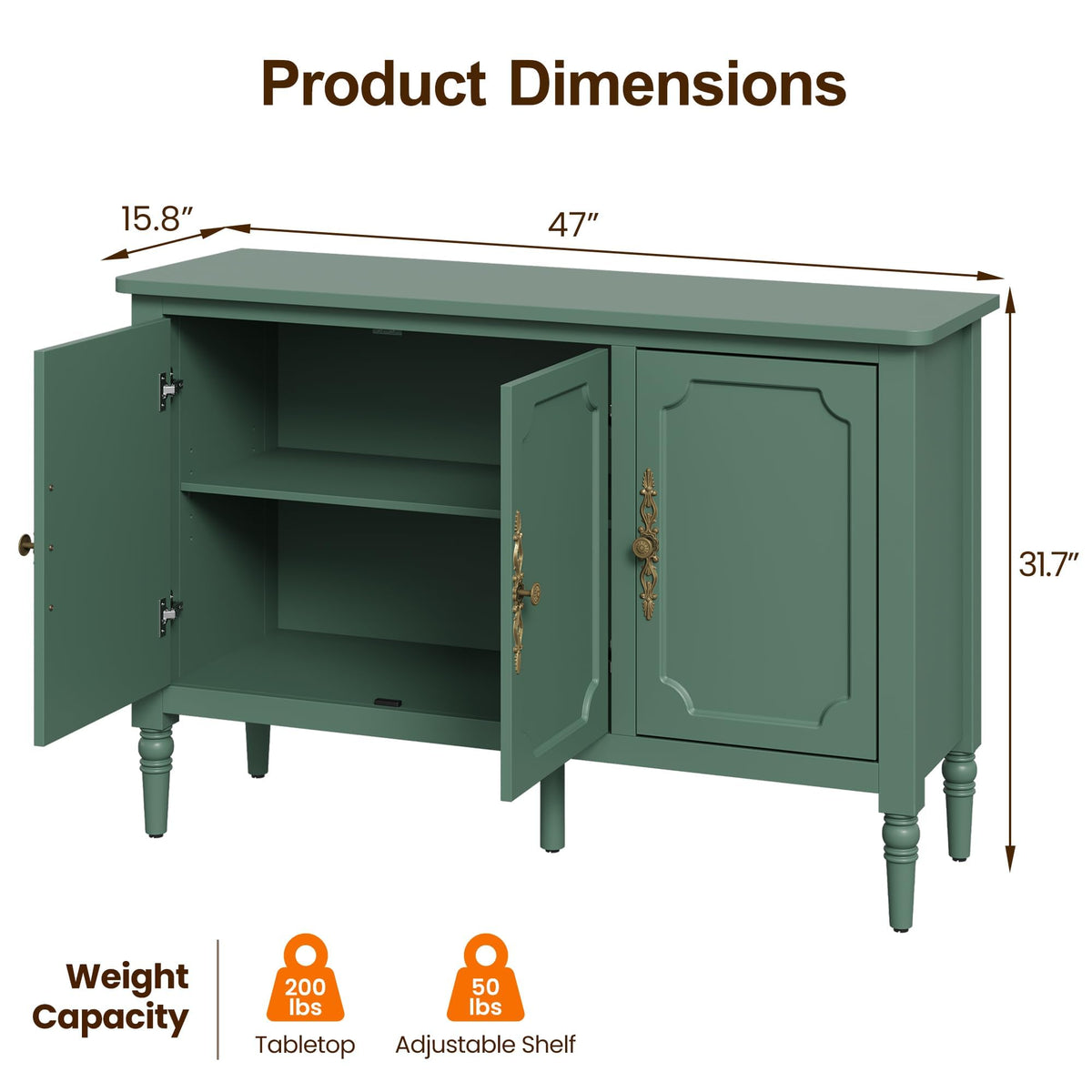 Mid-Century 3-Door Buffet Cabinet