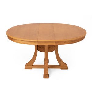 Extendable Round Rubber Wood Dining Table